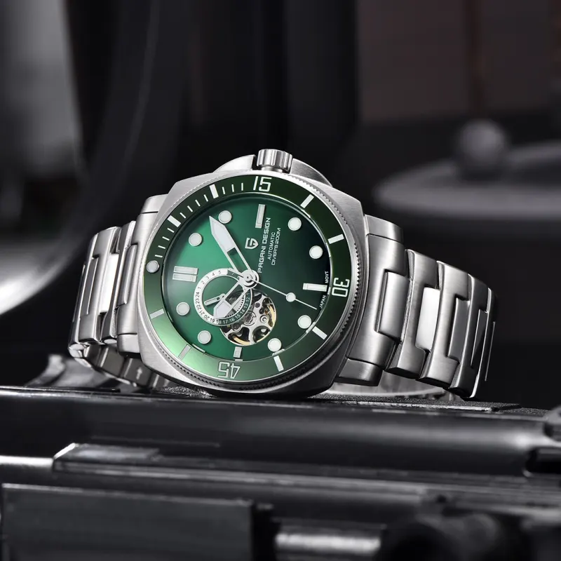 Pagani Design Open Heart Diver's 200M Green Dial Men's Watch-  PD-1736